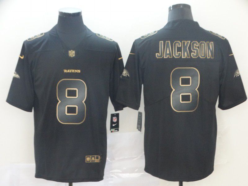 Men Baltimore Ravens #8 Jackson Nike Vapor Limited Black Golden NFL Jerseys->baltimore ravens->NFL Jersey